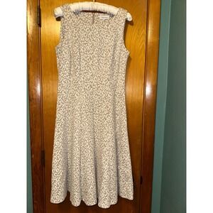 Calvin Klein Beige Tan Animal Stretch Sleeveless Fit and Flare Midi Dress Size 6